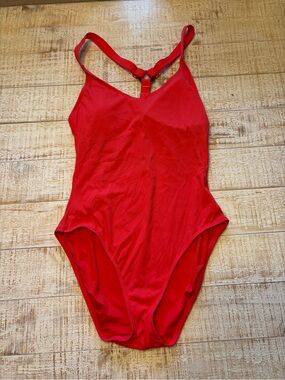 Classic Red One-Piece Swimsuit - Timeless Coverage